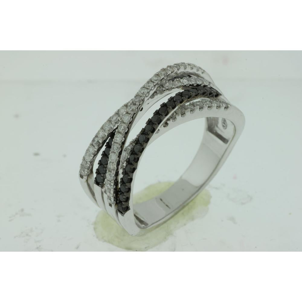 Royal 14K White Gold Black & White Diamond Ring - 0.73 Carat Total Diamond Weight