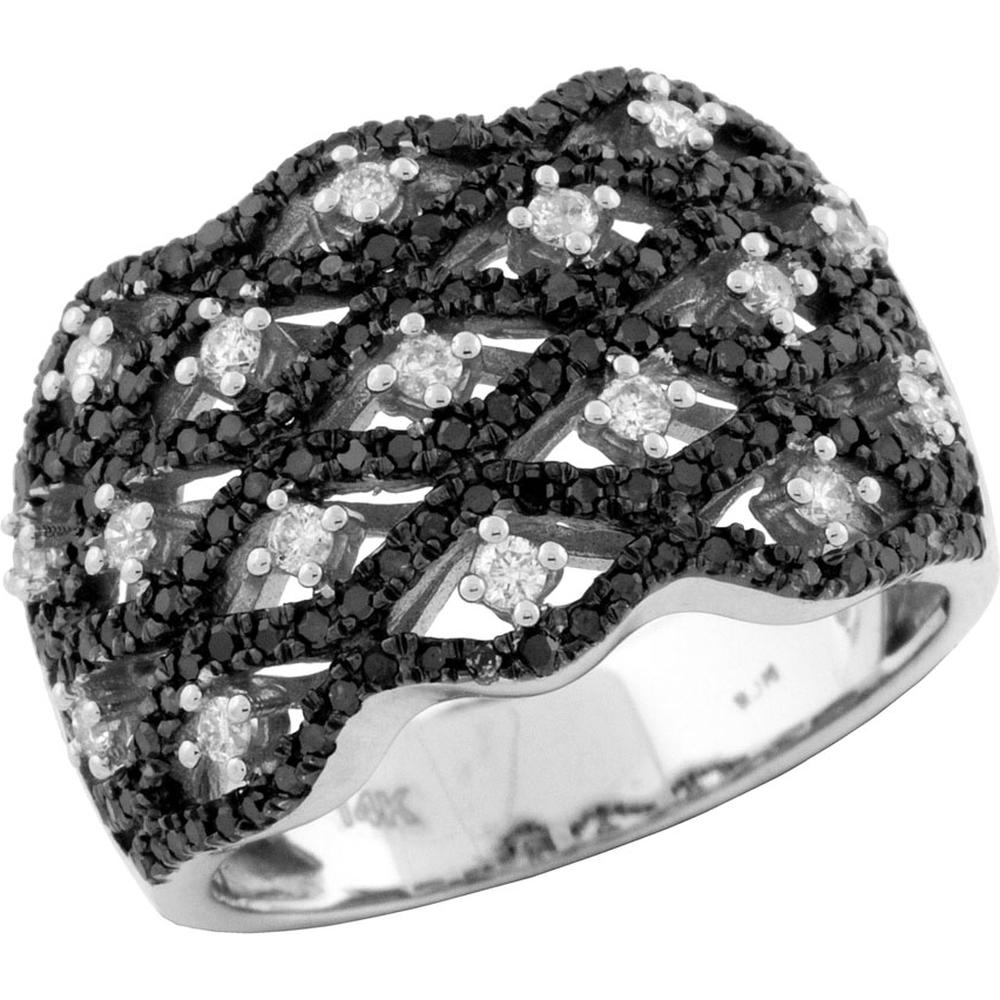Royal 14K White Gold Black and White Diamond Ring - 0.85 Carat Total Diamond Weight