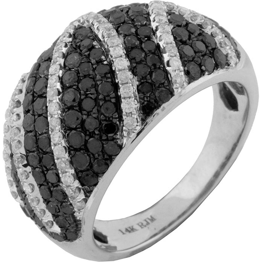 Royal 14K White Gold Black & White Diamond Ring - 1.98 Carat Total Diamond Weight