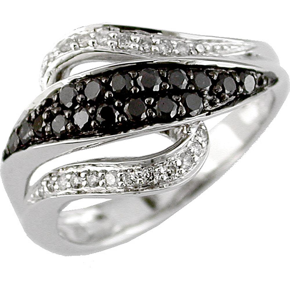Royal 14K White Gold Black & White Diamond Ring - Bold Beauty