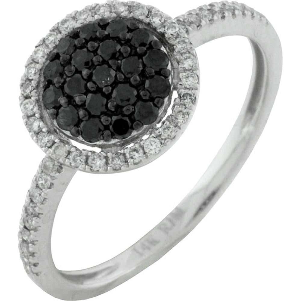 Royal 14K White Gold Black & White Diamond Ring - Exquisite Elegance