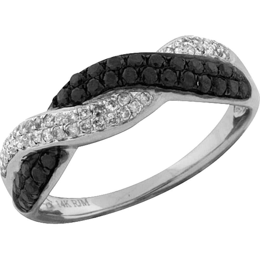 Royal 14K White Gold Black & White Diamond Ring - Nightfall Elegance