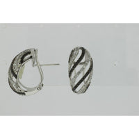 Royal 14K White Gold Black & White Diamond Round Cut Earrings - 1.15 Carat Total Diamond Weight