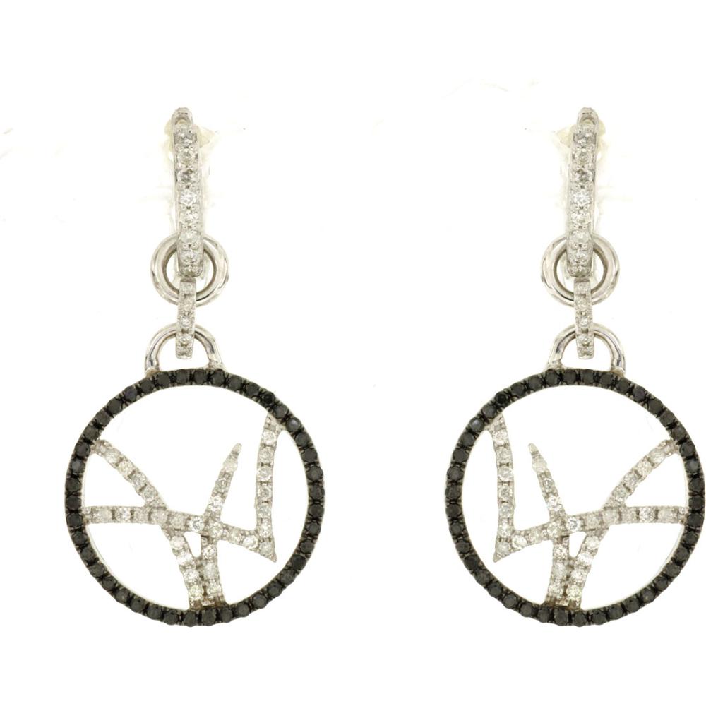 Royal 14K White Gold Black & White Diamond Statement Earrings - 1.18 Carat Total Diamond Weight