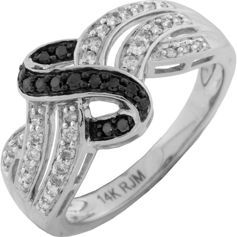 Royal 14K White Gold Black & White Diamond Statement Ring
