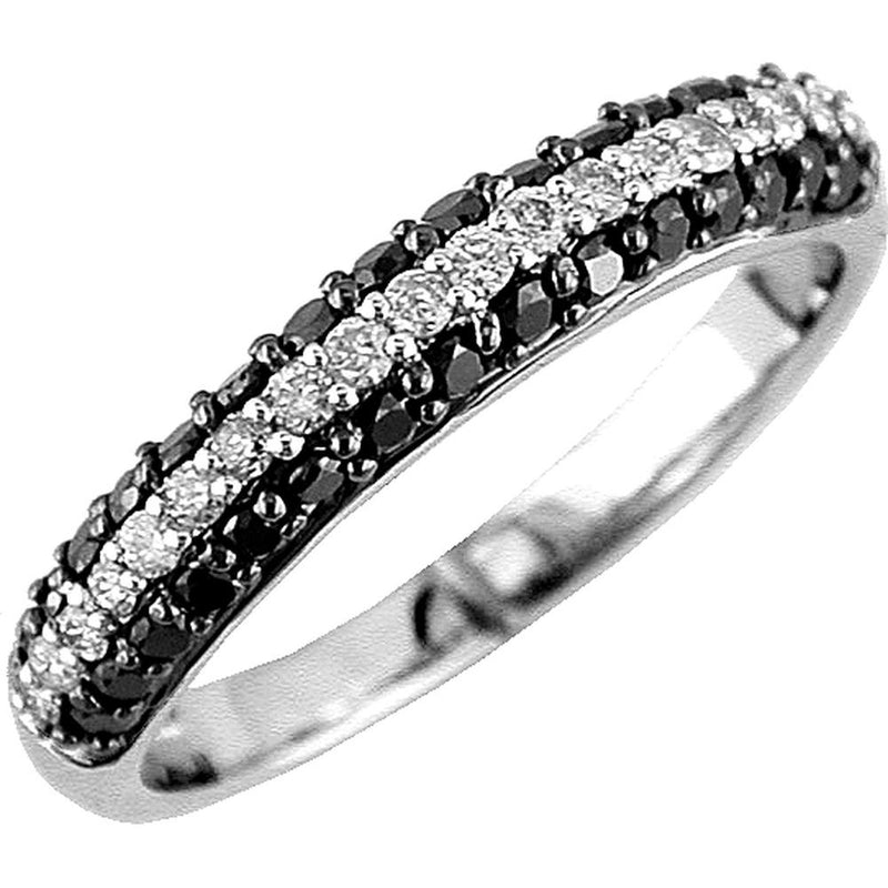 Royal 14K White Gold Black Diamond & Diamond Band - Luxurious Elegance