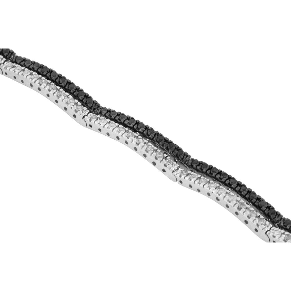 Royal 14K White Gold Black Diamond & Diamond Bracelet - 1.70 Carat Total Diamond Weight