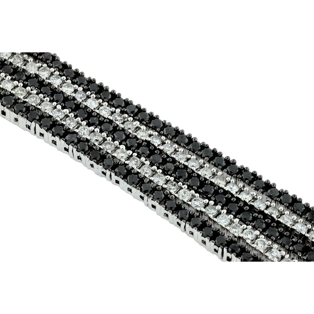 Royal 14K White Gold Black Diamond & Diamond Bracelet - 9.13 Carat Total Diamond Weight