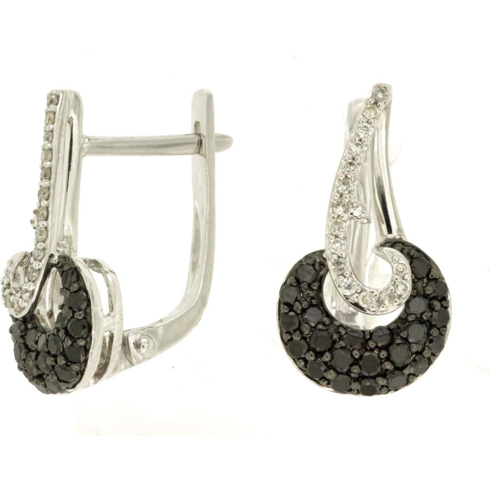 Royal 14K White Gold Black Diamond & Diamond Earrings - 0.50 Carat Black Diamond, 0.11 Carat Total Diamond Weight