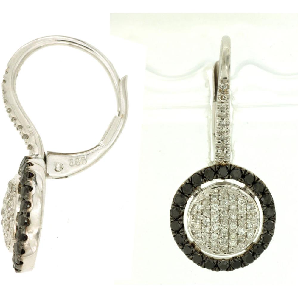 Royal 14K White Gold Black Diamond & Diamond Earrings - 0.58 Carat Total Diamond Weight