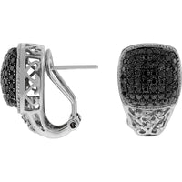 Royal 14K White Gold Black Diamond & Diamond Earrings - 1.15 Carat Black Diamond, 0.09 Carat Total Diamond Weight