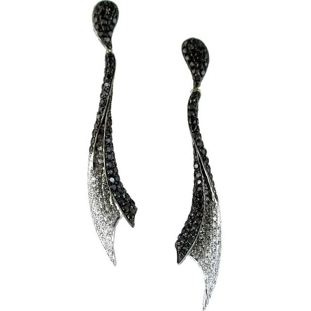 Royal 14K White Gold Black Diamond & Diamond Earrings - 1.28 Carat Total Gem Weight