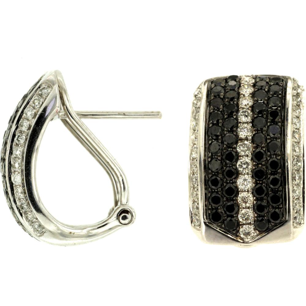 Royal 14K White Gold Black Diamond & Diamond Earrings - 1.53 Carat Total Carat Weight