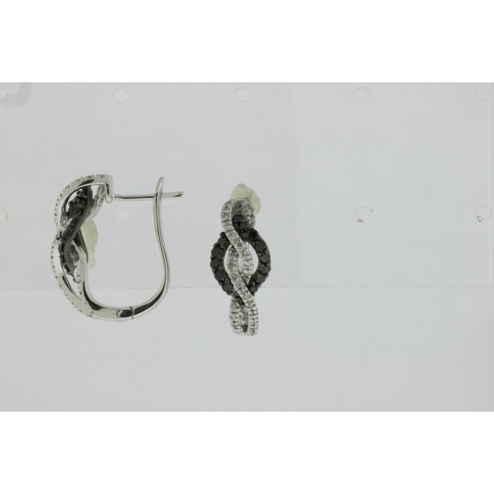 Royal 14K White Gold Black Diamond & Diamond Earrings - Mystical Noir Brilliance