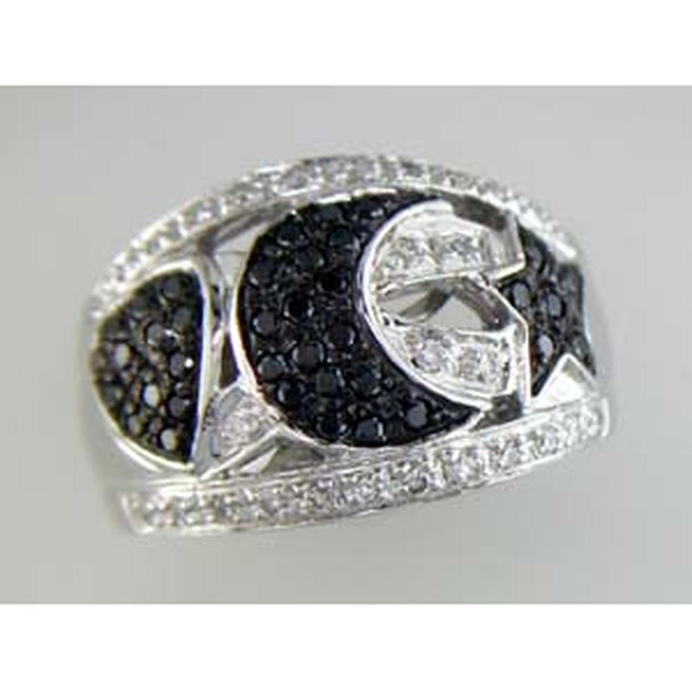 Royal 14K White Gold Black Diamond & Diamond Halo Ring - 0.70 Carat Total Gem Weight