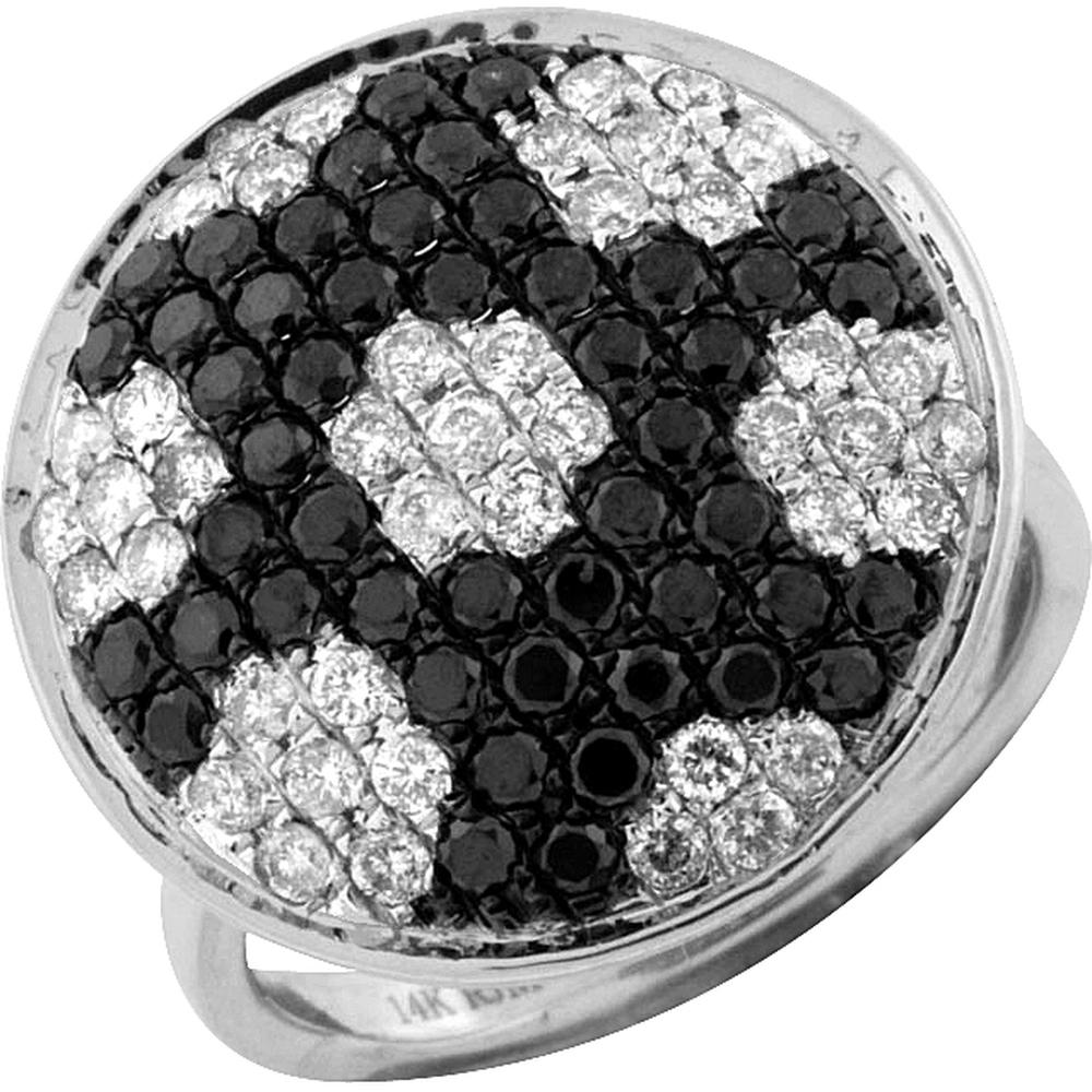 Royal 14K White Gold Black Diamond & Diamond Halo Ring - 1.60 Carat Total Diamond Weight