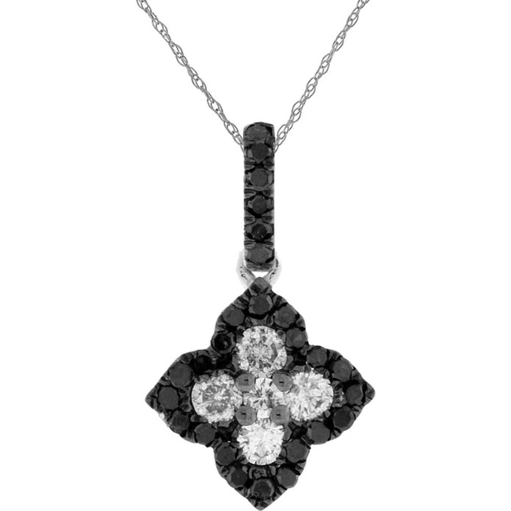 Royal 14K White Gold Black Diamond & Diamond Pendant - 0.30 Carat Total Diamond Weight