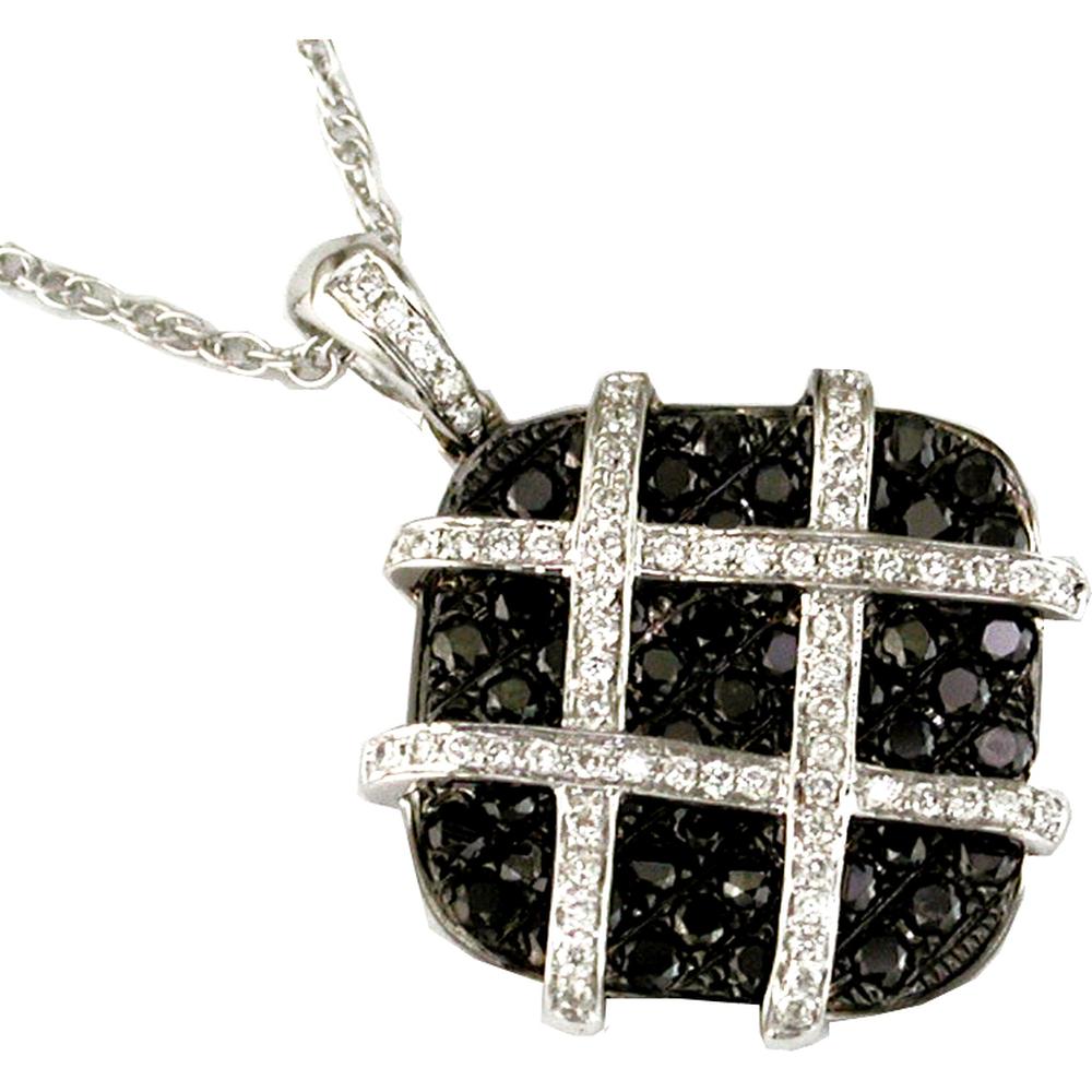 Royal 14K White Gold Black Diamond & Diamond Pendant - 1.20 Carat Total Diamond Weight