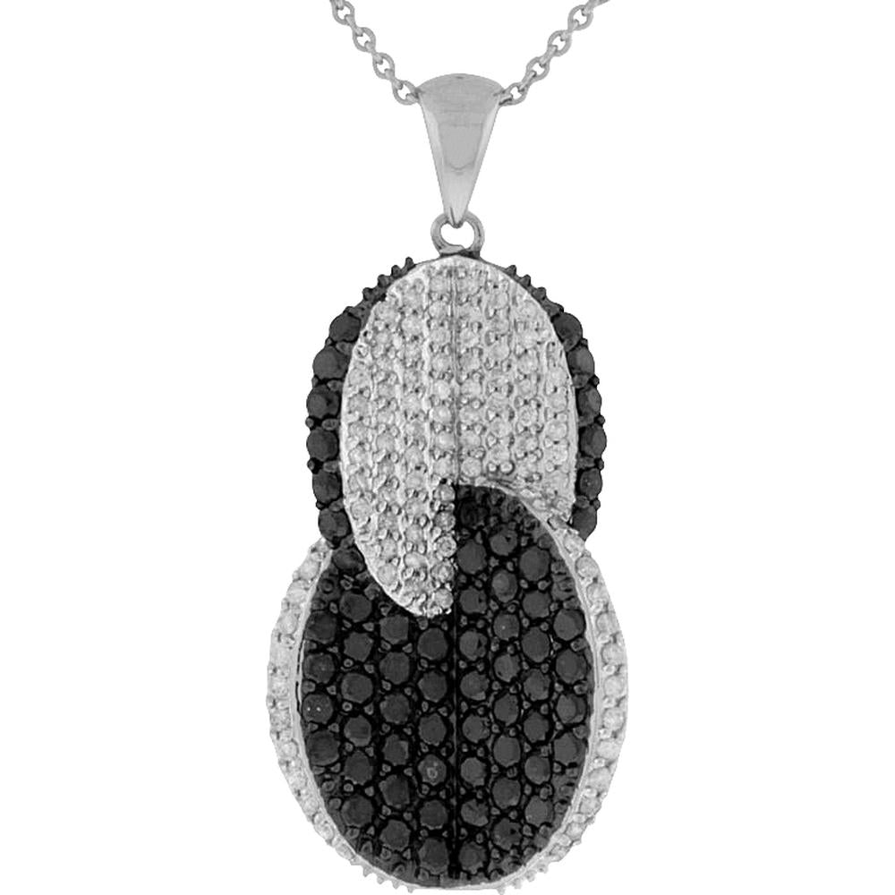 Royal 14K White Gold Black Diamond & Diamond Pendant - 1.40 Carat Black Diamond, 0.40 Carat Total Diamond Weight