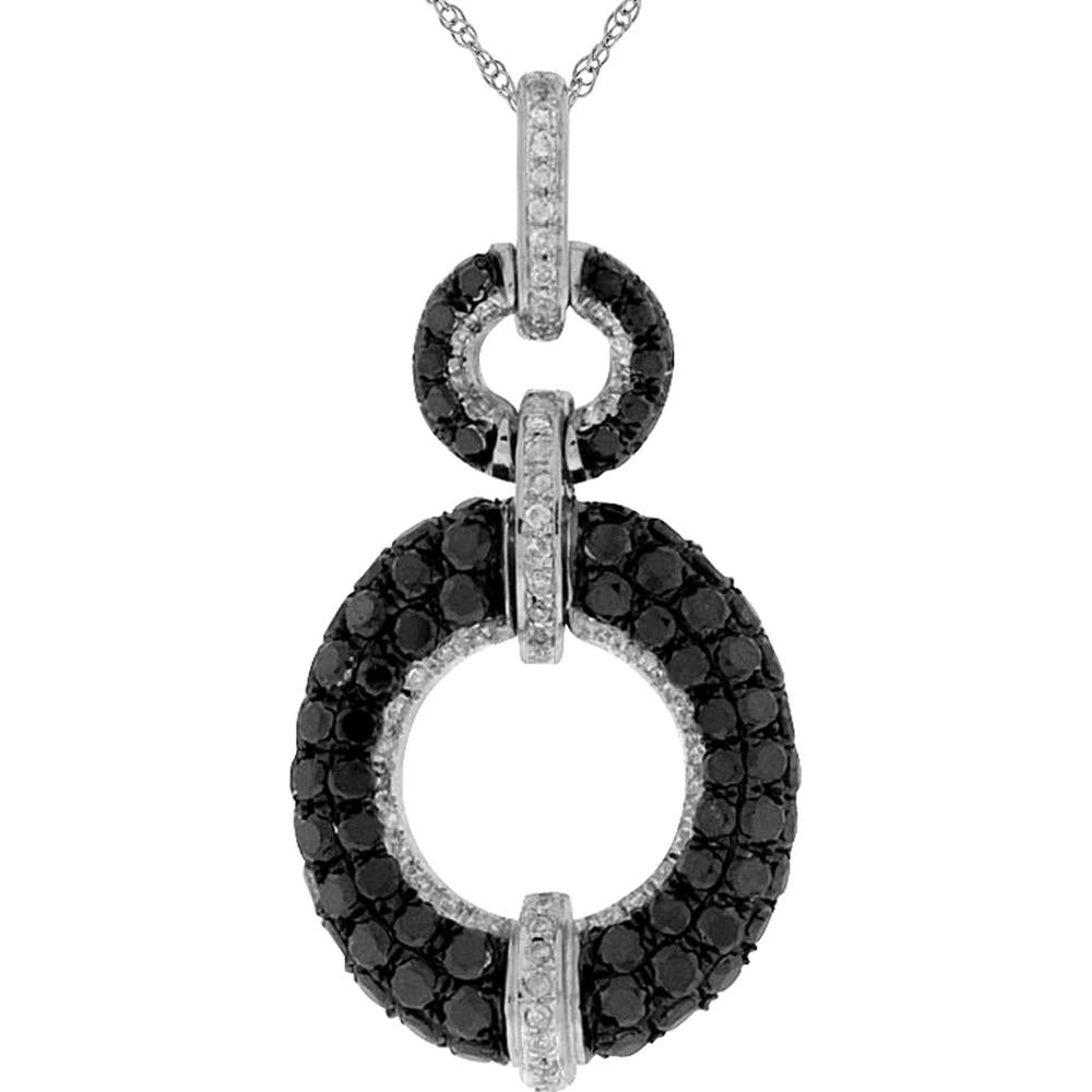 Royal 14K White Gold Black Diamond & Diamond Pendant - 1.45 Carat Black Diamond, 0.15 Carat White Diamonds