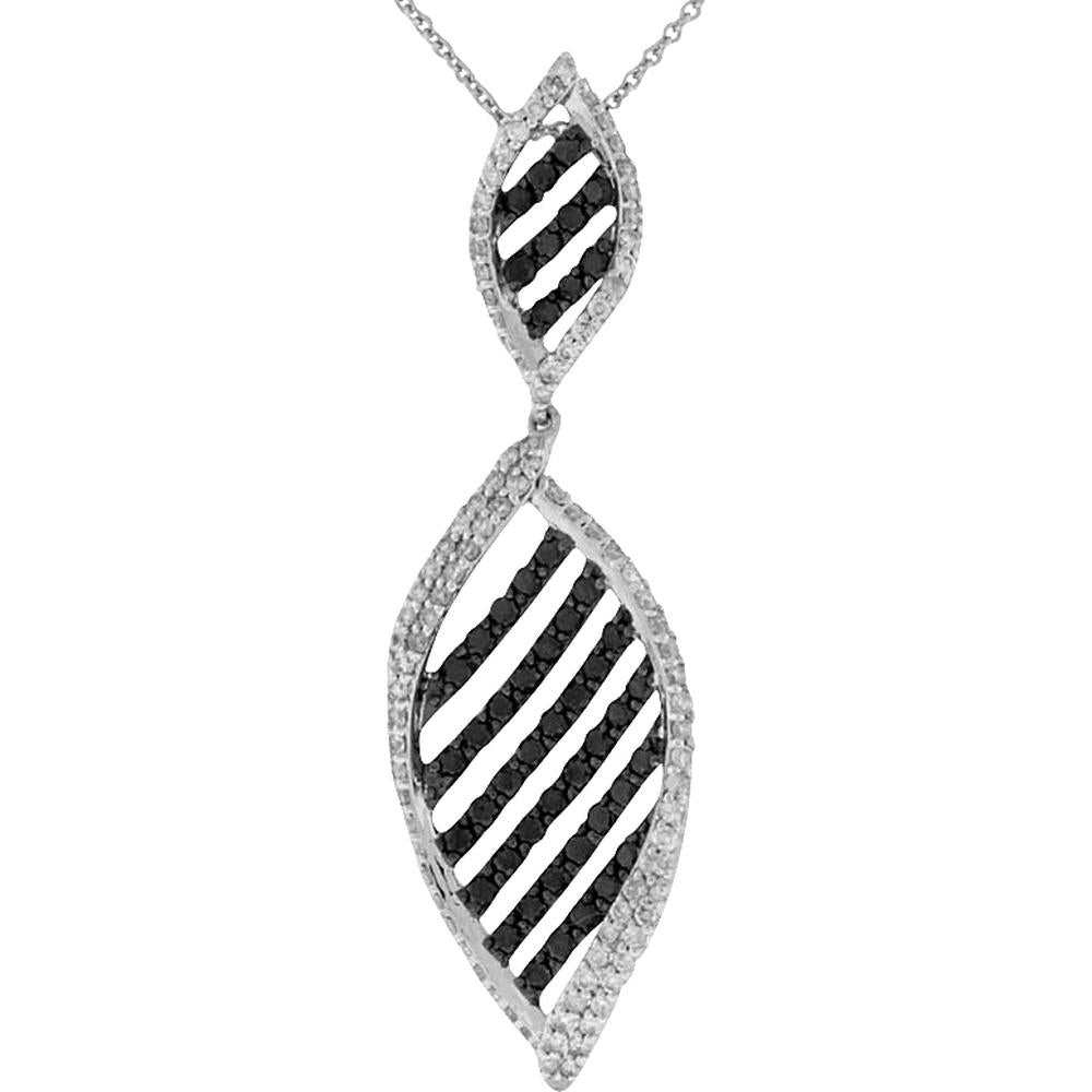 Royal 14K White Gold Black Diamond & Diamond Pendant - 1.55 Carat Total Gem Weight