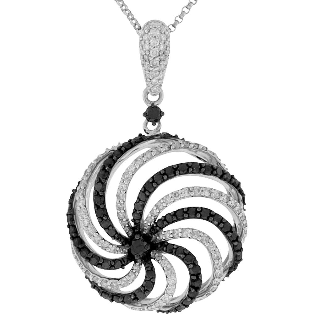 Royal 14K White Gold Black Diamond & Diamond Pendant - 1.55 Carats Total Diamond Weight