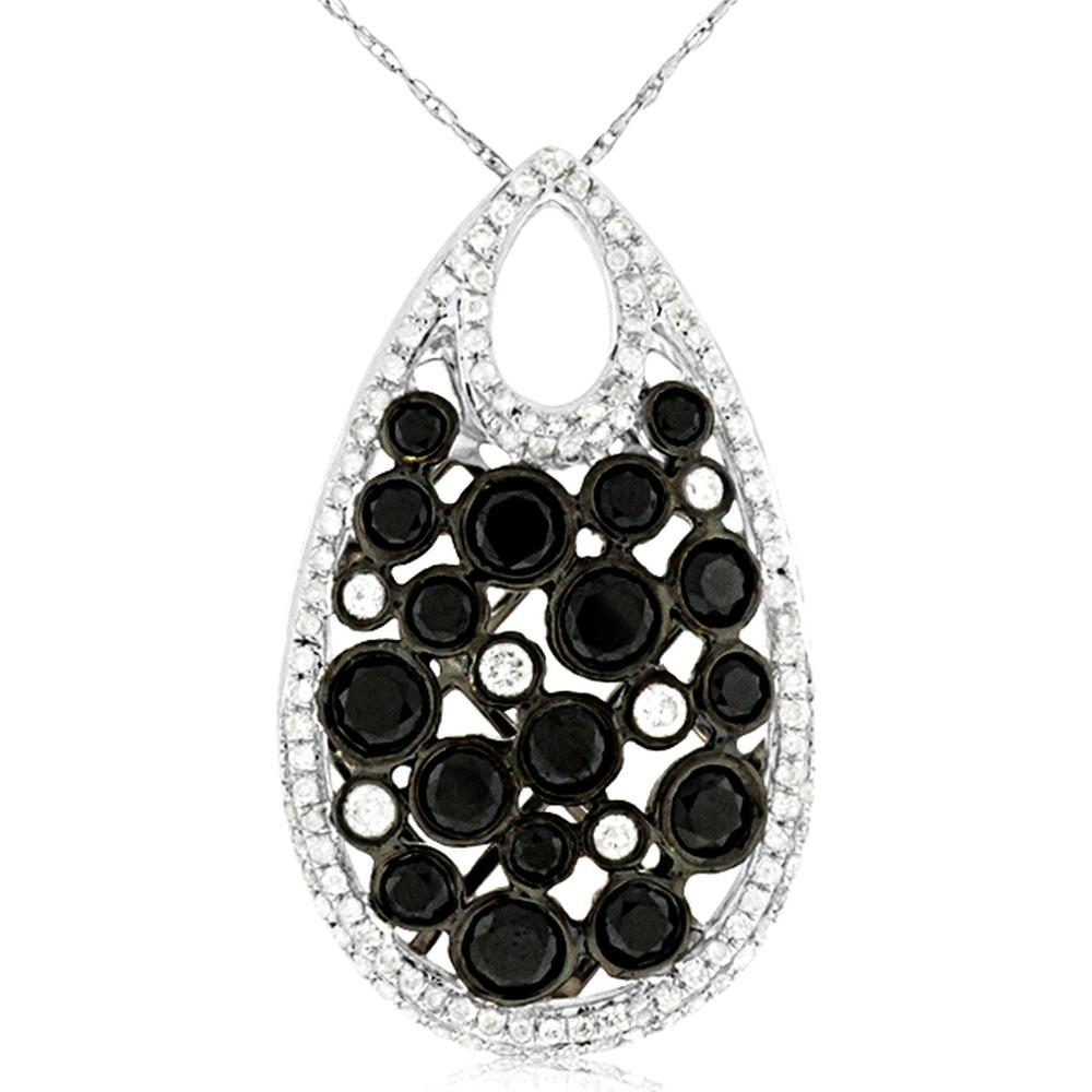 Royal 14K White Gold Black Diamond & Diamond Pendant - 1.89 Carat Total Diamond Weight