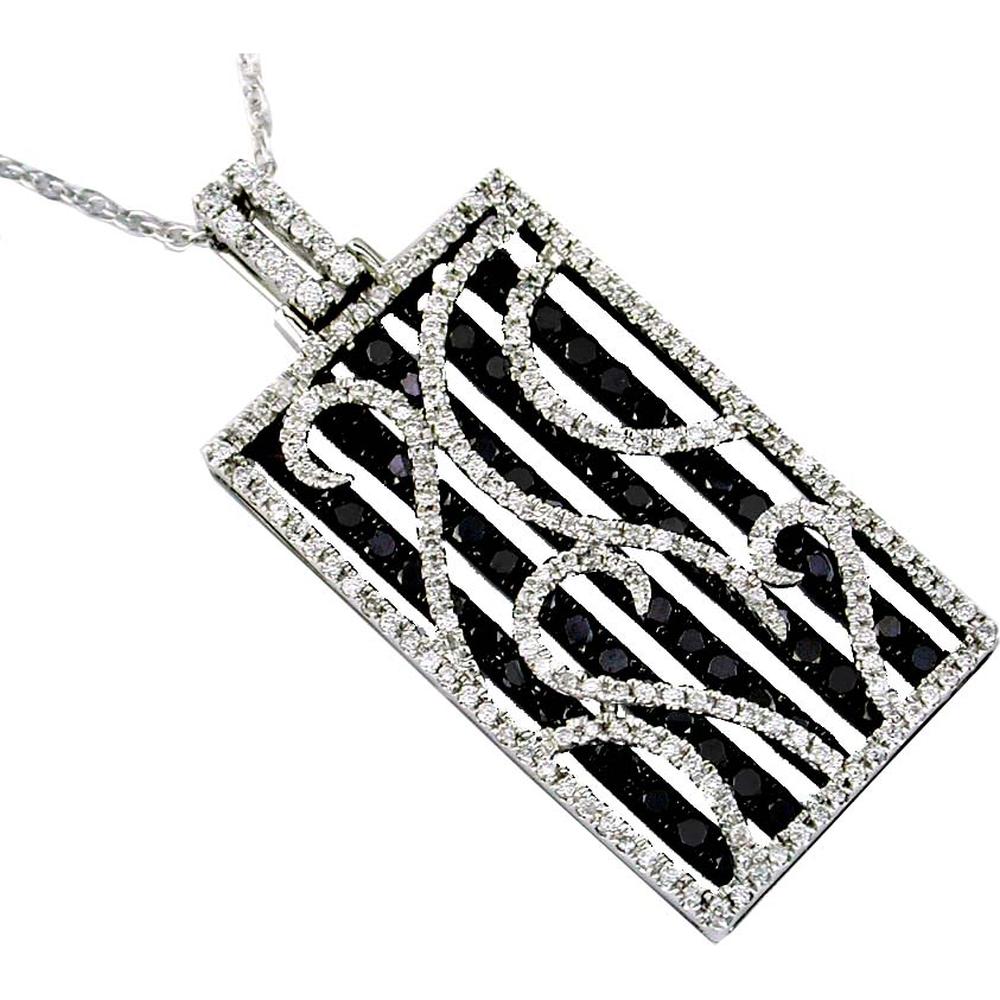 Royal 14K White Gold Black Diamond & Diamond Pendant - 2.40 Carat Total Diamond Weight