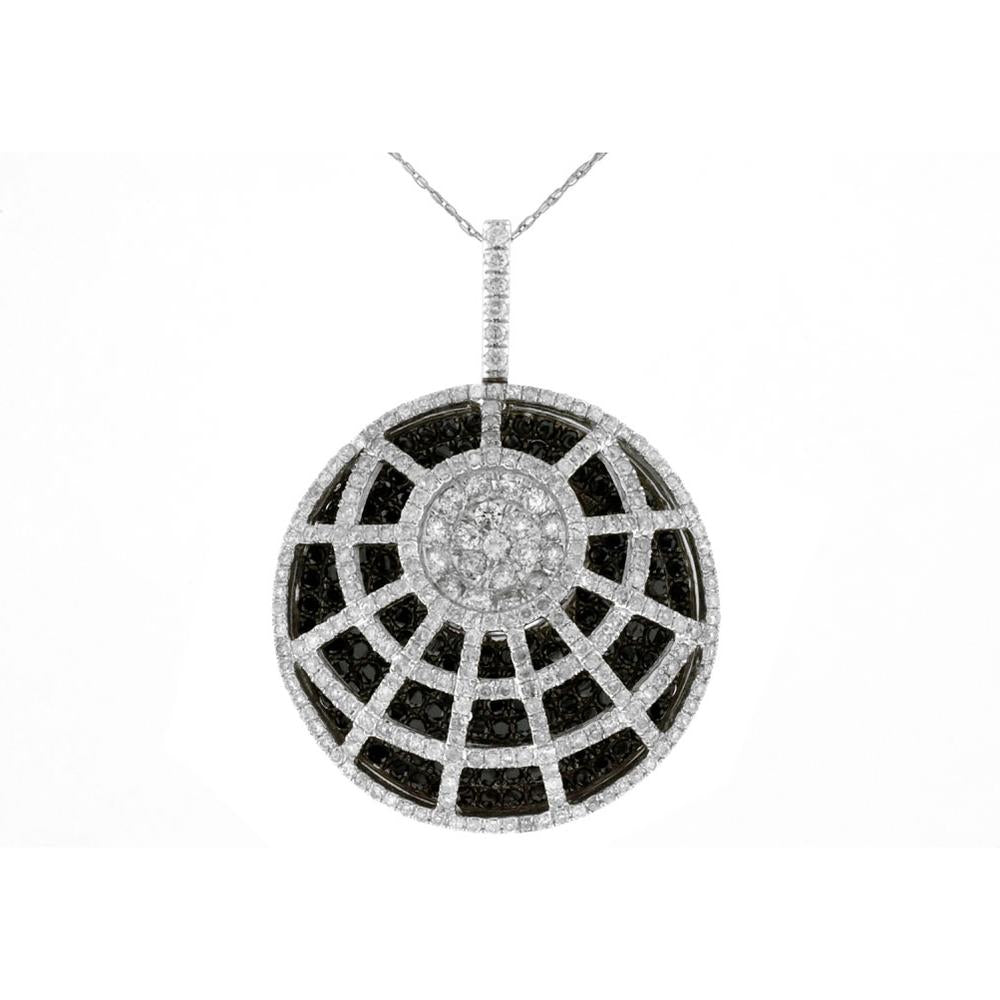 Royal 14K White Gold Black Diamond & Diamond Pendant - 3.59 Carat Total Diamond Weight
