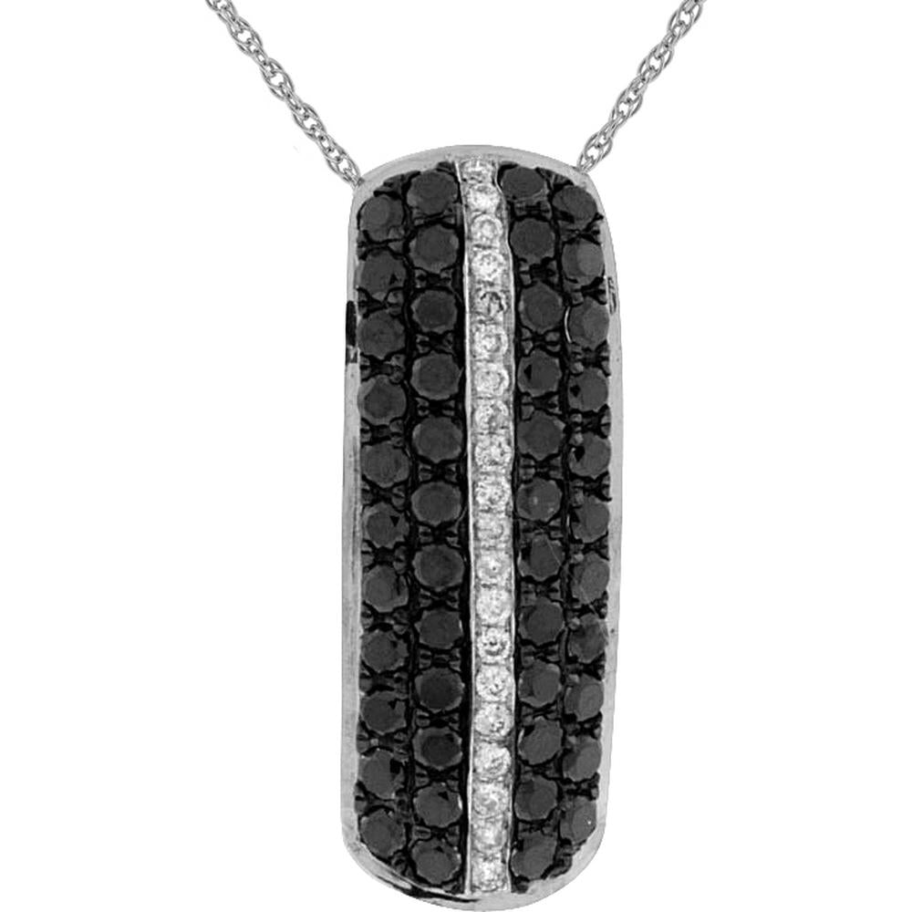 Royal 14K White Gold Black Diamond & Diamond Pendant - Captivating Empowerment