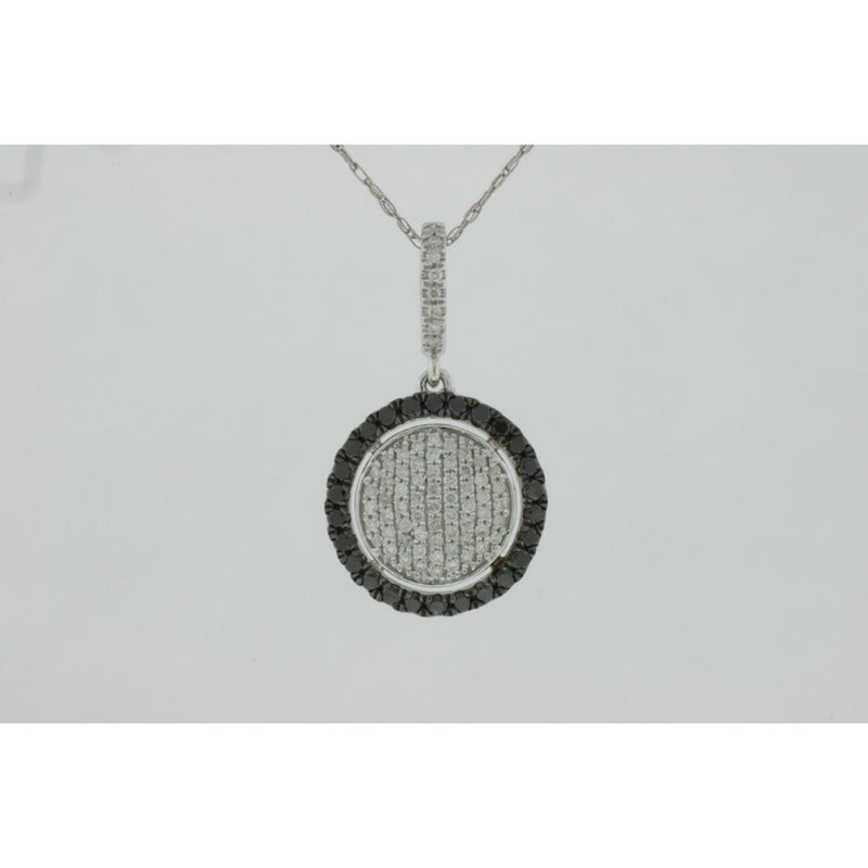 Royal 14K White Gold Black Diamond & Diamond Pendant - Elegant Beauty