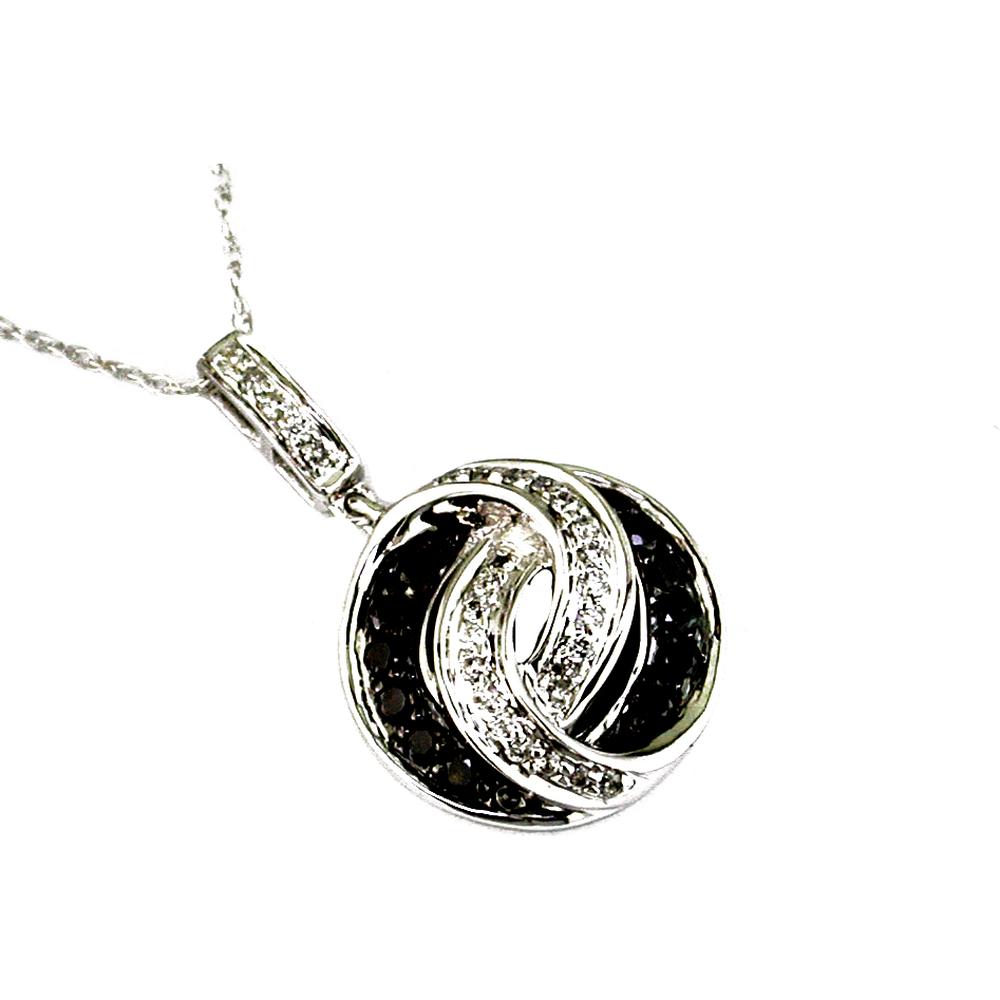 Royal 14K White Gold Black Diamond & Diamond Pendant - Elegant Statement Piece