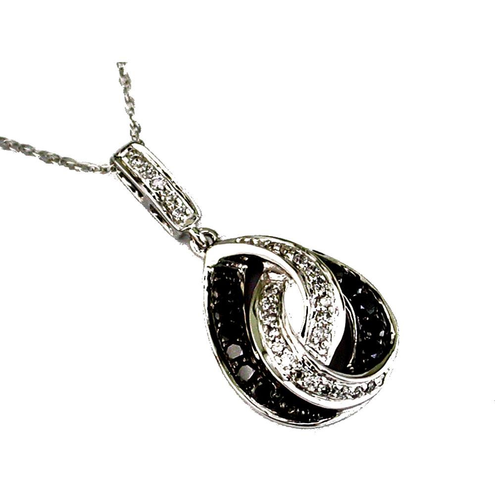 Royal 14K White Gold Black Diamond & Diamond Pendant - Exquisite Elegance