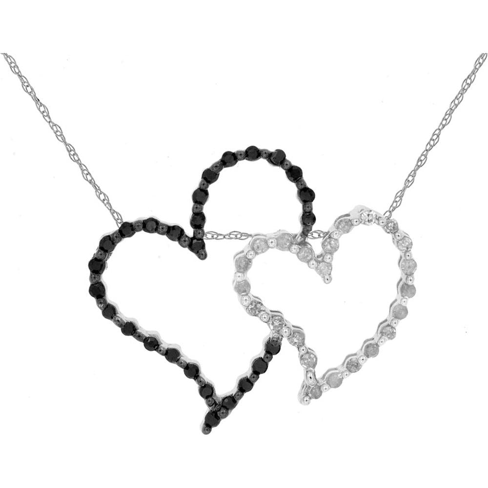 Royal 14K White Gold Black Diamond & Diamond Pendant - Exquisite Elegance.