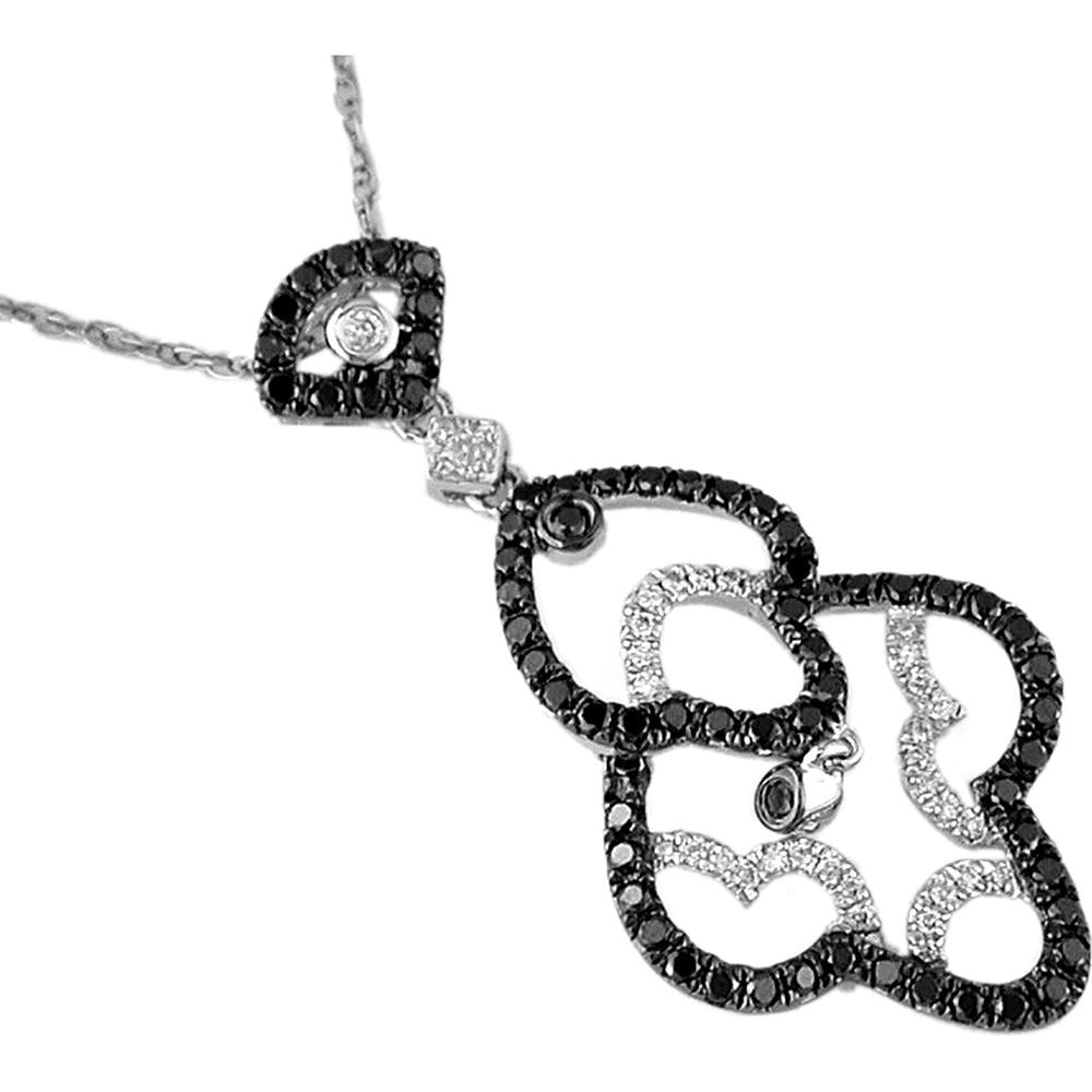 Royal 14K White Gold Black Diamond & Diamond Pendant - Exquisite Elegance