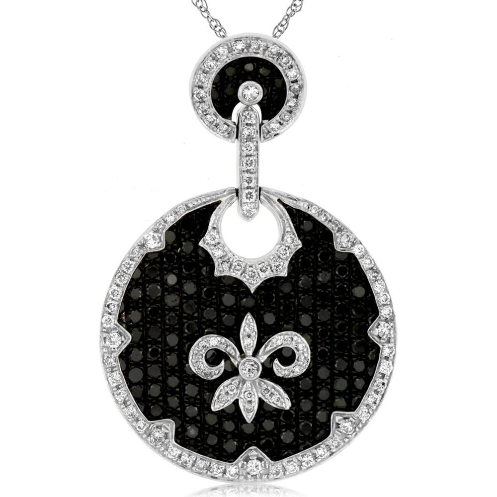 Royal 14K White Gold Black Diamond & Diamond Pendant - Exquisite Elegance