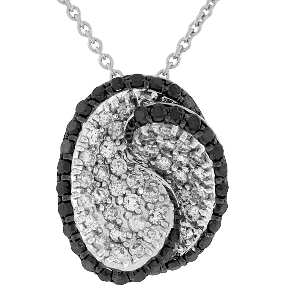 Royal 14K White Gold Black Diamond & Diamond Pendant - Exquisite Elegance