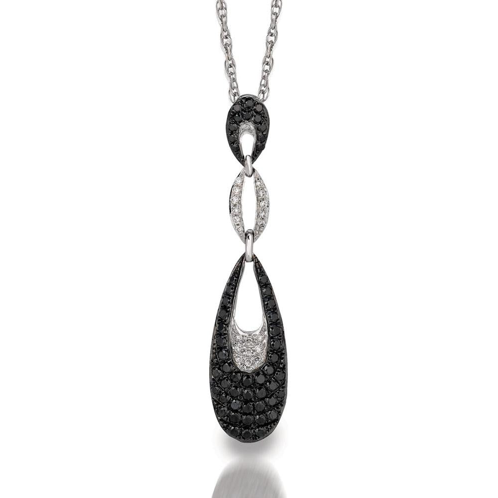 Royal 14K White Gold Black Diamond & Diamond Pendant - Mystique Majesty