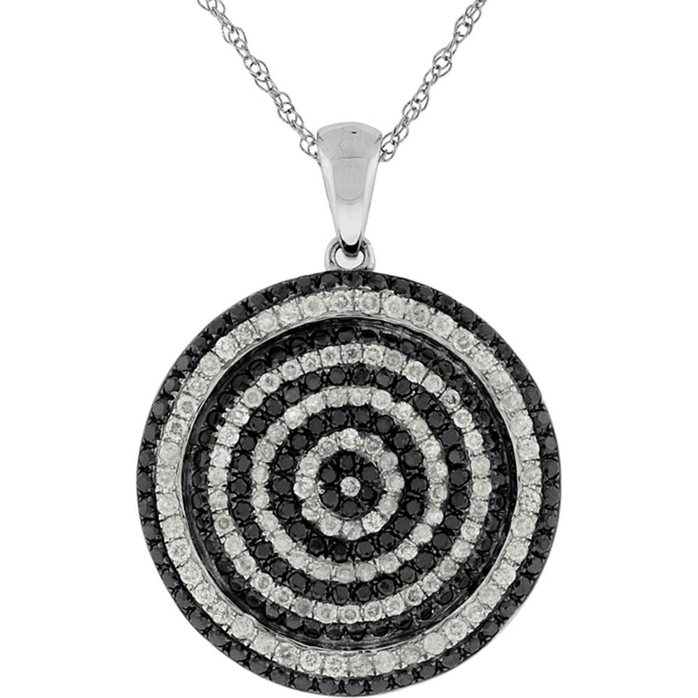 Royal 14K White Gold Black Diamond & Diamond Pendant - Stunning Statement Piece