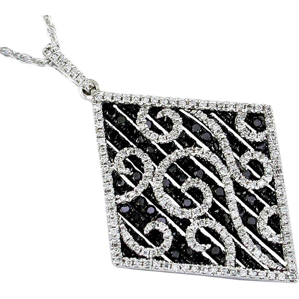 Royal 14K White Gold Black Diamond & Diamond Pendant