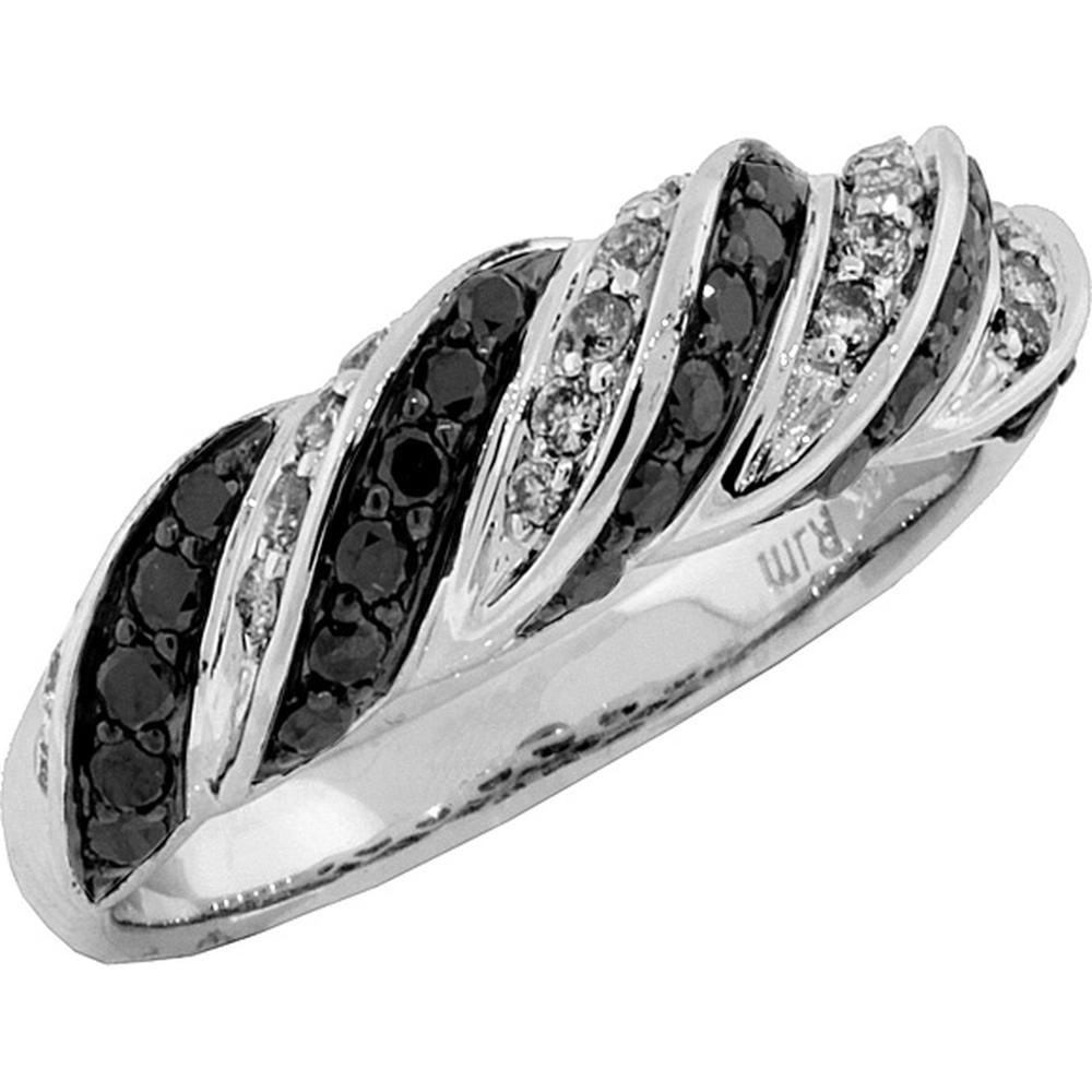 Royal 14K White Gold Black Diamond & Diamond Ring - 0.22 Carat Total Diamond Weight