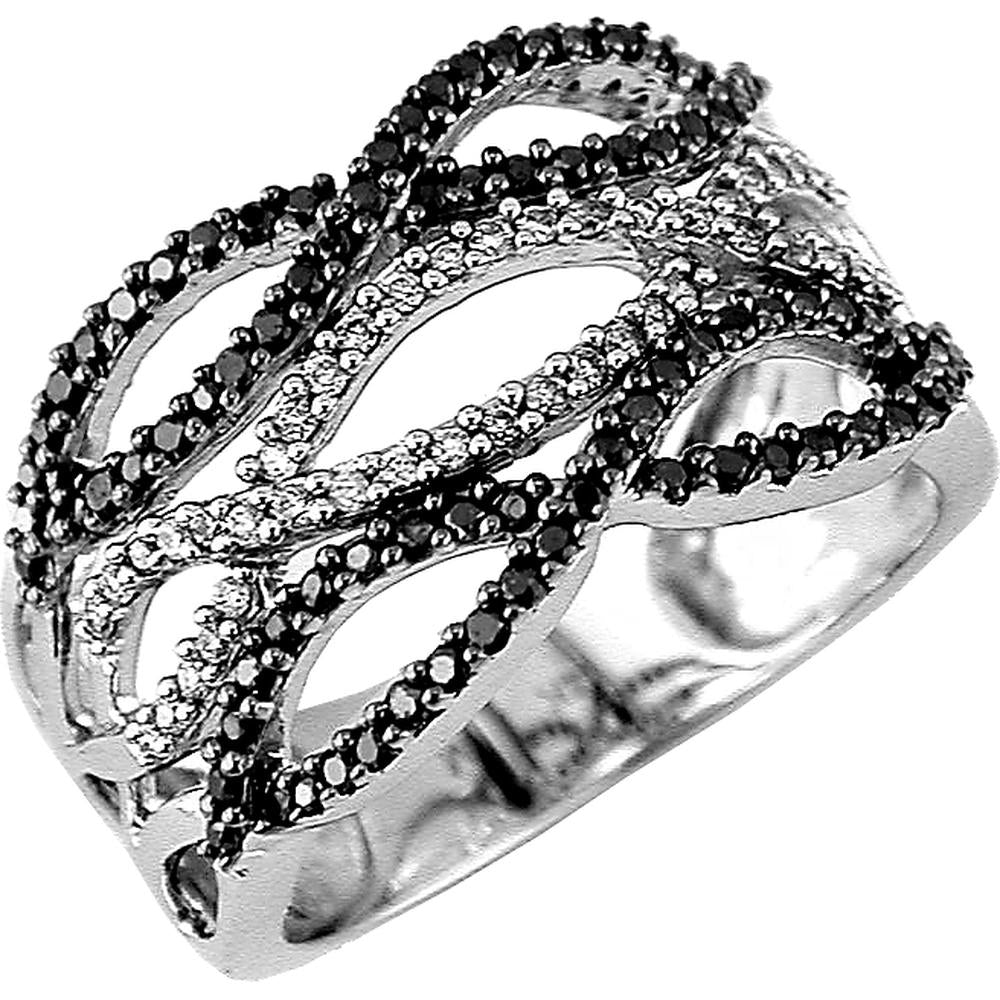 Royal 14K White Gold Black Diamond & Diamond Ring - 0.40 Carat Black Diamond - 0.22 Carat Total Diamond Weight