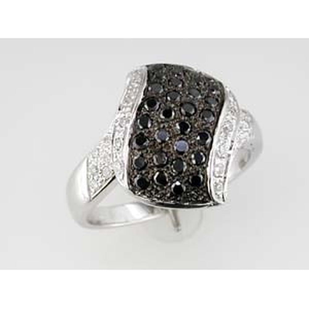 Royal 14K White Gold Black Diamond & Diamond Ring - 0.48 Carat Total Diamond Weight
