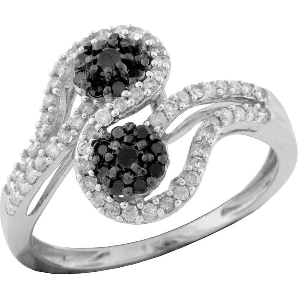 Royal 14K White Gold Black Diamond & Diamond Ring - 0.55 Carat Total Diamond Weight