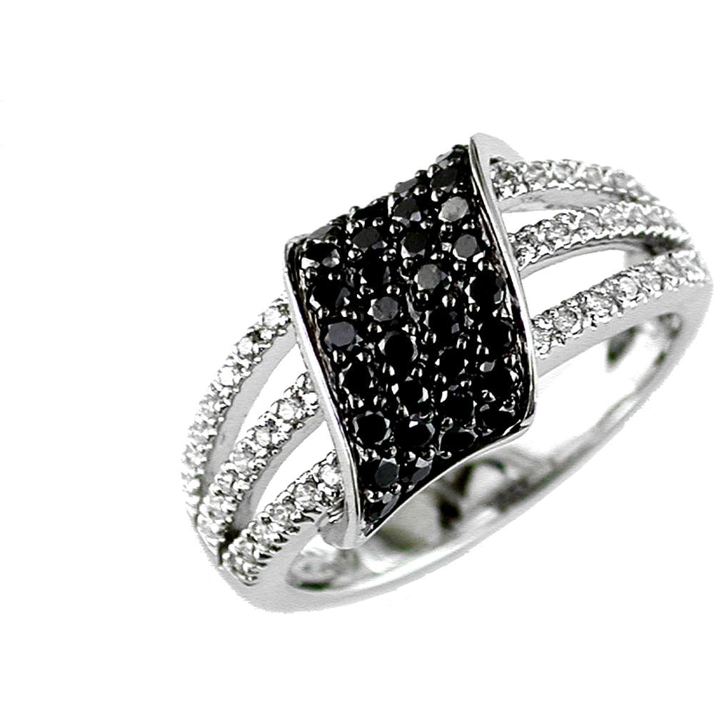 Royal 14K White Gold Black Diamond & Diamond Ring - 0.60 Carat Black Diamond, 0.23 Carat Total Diamond Weight