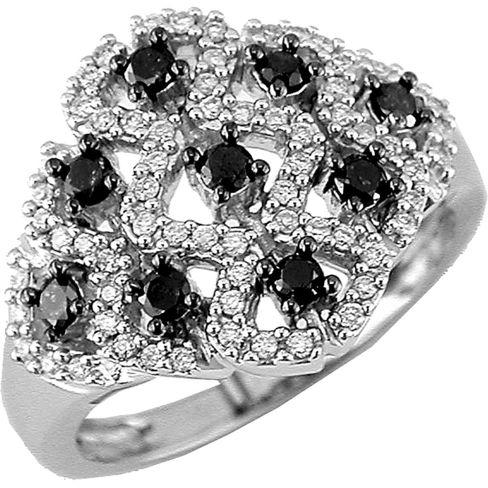Royal 14K White Gold Black Diamond & Diamond Ring - 0.62 Carat Total Diamond Weight