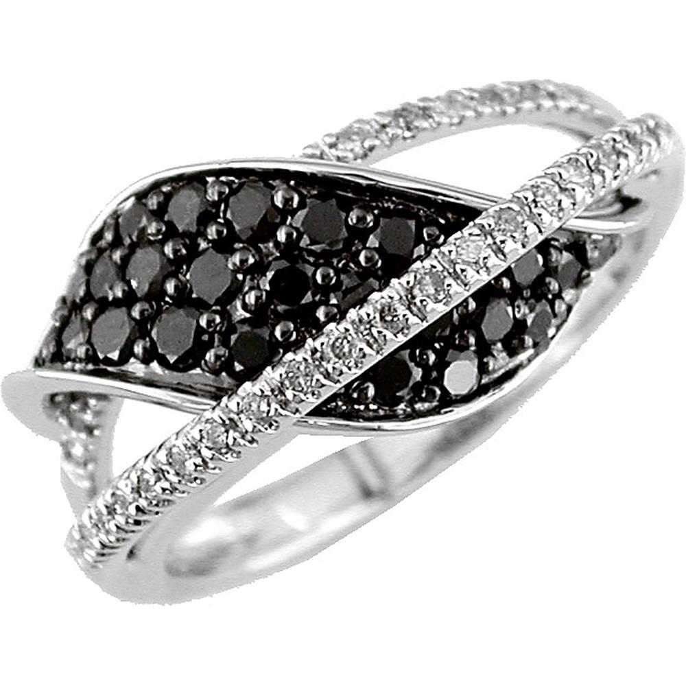 Royal 14K White Gold Black Diamond & Diamond Ring - 0.67 Carat Black Diamond, 0.18 Carat Total Diamond Weight