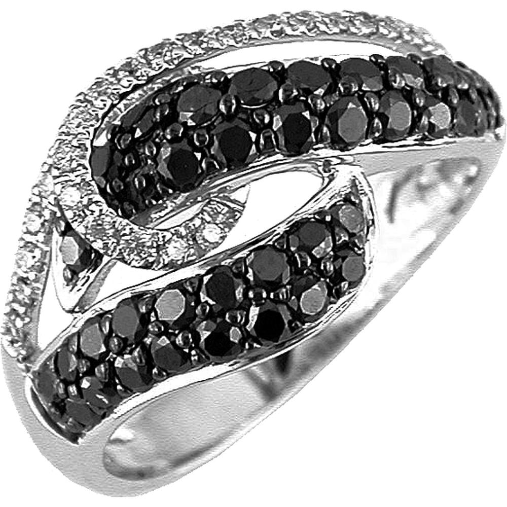 Royal 14K White Gold Black Diamond & Diamond Ring - 0.78 Carat Total Diamond Weight
