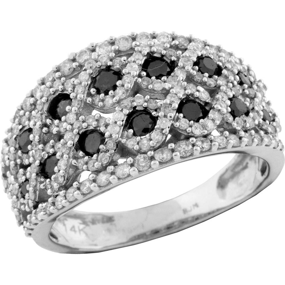Royal 14K White Gold Black Diamond & Diamond Ring - 1.03 Carats Total