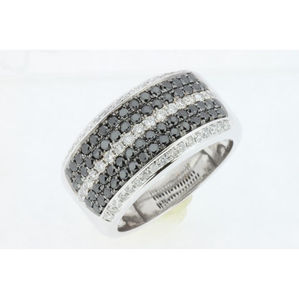 Royal 14K White Gold Black Diamond & Diamond Ring - 1.12 Carat Total Diamond Weight